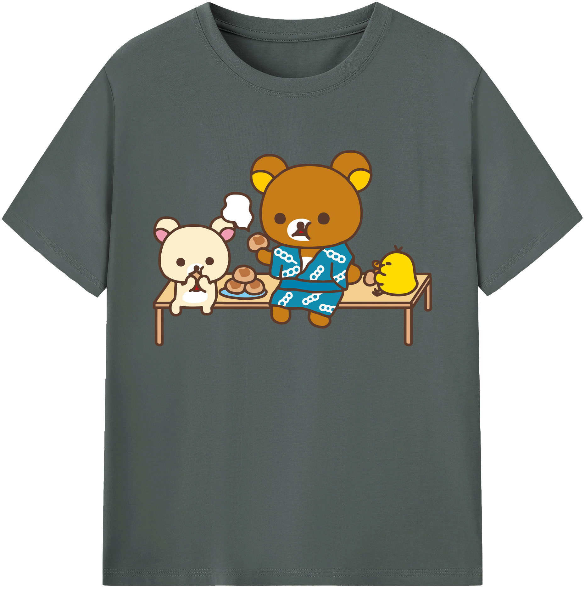 （画像用） リラックマ リラックマ キイロイトリ Rilakkuma Korilakkuma Kiiroitori 綿100％ メンズ半袖Tシャツ｜肌触りやわらか＆通気性